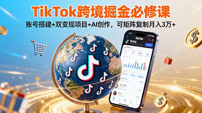 （16003期）TikTo跨境掘金必修课，账号搭建+双变现项目+AI创作，可矩阵复制月入3万+-湘创网