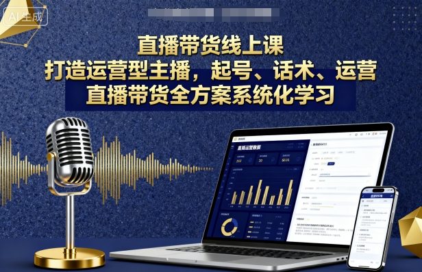 直播带货线上课，打造运营型主播，起号、话术、运营，直播带货全方案系统化学习-湘创网