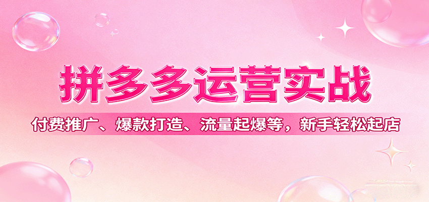 拼多多运营实战，付费推广、爆款打造、流量起爆等，新手轻松起店-湘创网