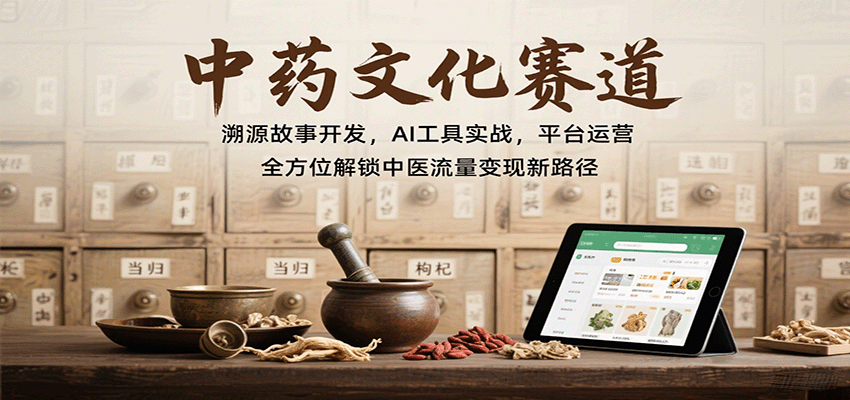 中药文化赛道：溯源故事开发，AI工具实战，平台运营，全方位解锁中医流量变现新路径-湘创网