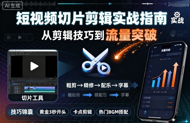 短视频切片剪辑实战指南，从剪辑技巧到流量突破-湘创网