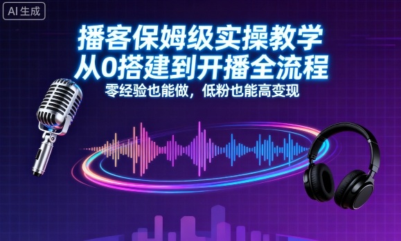 播客保姆级实操教学，从0搭建到开播全流程，零经验也能做，低粉也能高变现-湘创网