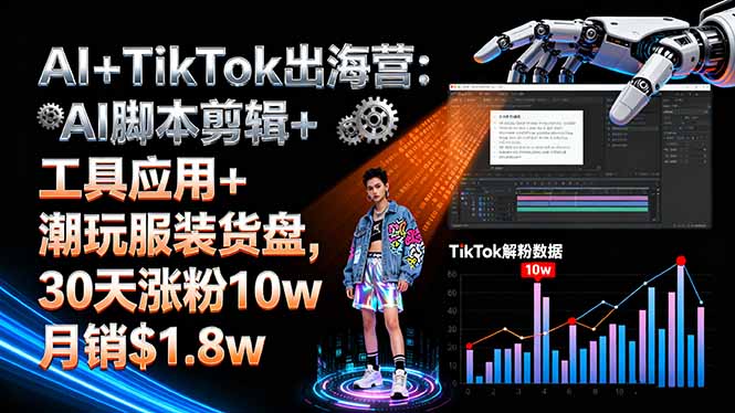 （16108期）AI+TikTok出海营:AI脚本剪辑+工具应用+潮玩服装货盘,30天涨粉10w月销$1.8w-湘创网