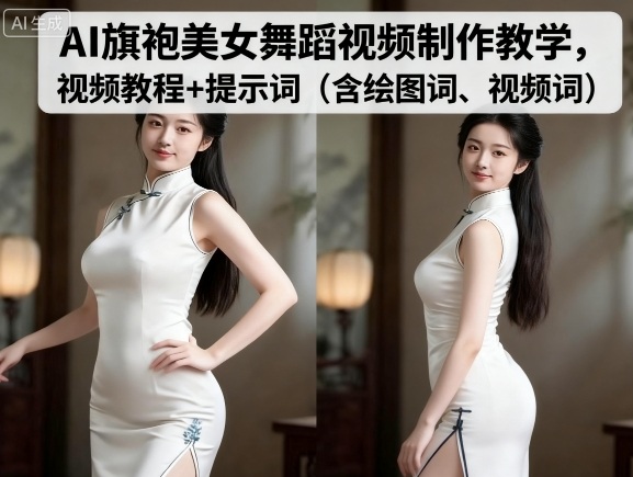 AI旗袍美女舞蹈视频制作教学，视频教程+提示词（含绘图词、视频词）-湘创网