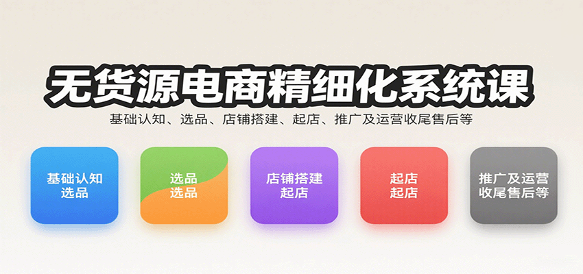 无货源电商精细化系统课：基础认知、选品、店铺搭建、起店、推广及运营收尾售后等-湘创网