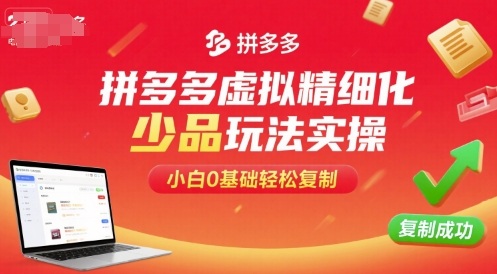拼多多虚拟精细化少品玩法实操，小白0基础轻松复制-湘创网