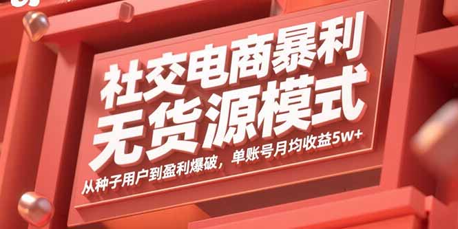 （15951期）社交电商暴利无货源模式：从种子用户到盈利爆破，单账号月均收益5w+-湘创网