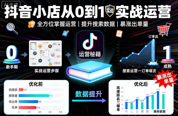 抖音小店从0到1实战运营，帮你全方位掌握小店运营，提升搜索数据与出单量-湘创网