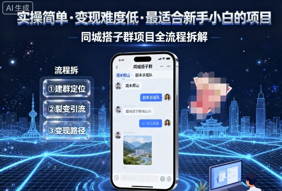 实操简单，变现难度低，最适合新手小白做的项目，每天轻松收入3张，同城搭子群项目全流程拆解-湘创网