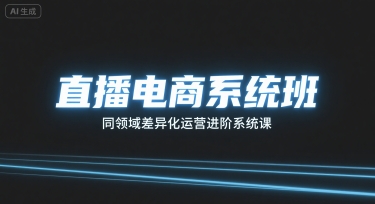 直播电商系统班，同领域差异化运营进阶系统课-湘创网