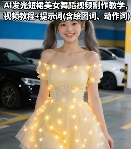 AI发光短裙美女舞蹈视频制作教学，视频教程+提示词(含绘图词、动作词)-湘创网