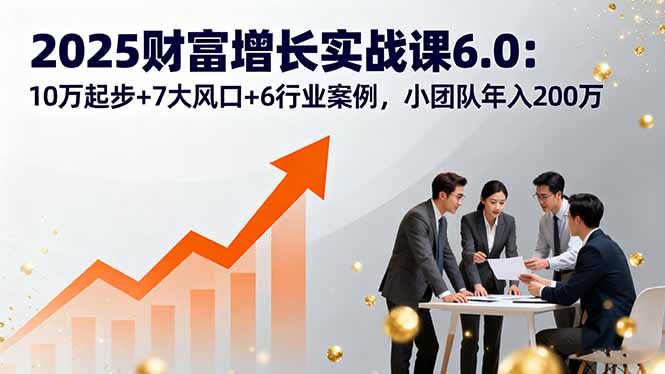 （16004期）2025财富增长实战课6.0：10万起步+7大风口+6行业案例，小团队年入200万-湘创网