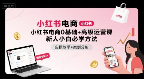 小红书电商0基础+高级运营课，新人小白必学方法，实操教学+案例分析-湘创网