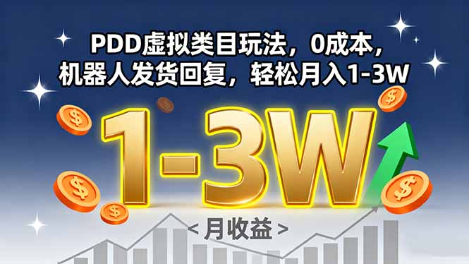 （15968期）PDD虚拟类目玩法，0成本，机器人发货回复，轻松月入1-3W-湘创网