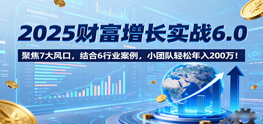 2025财富增长实战6.0，聚焦7大风口，结合6行业案例，小团队轻松年入200万！-湘创网