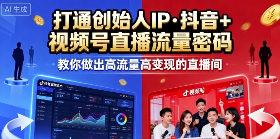 25年直播9-10两期线下课，打通创始人IP，抖音+视频号直播流量密码，教你做出高流量高变现的直播间-湘创网