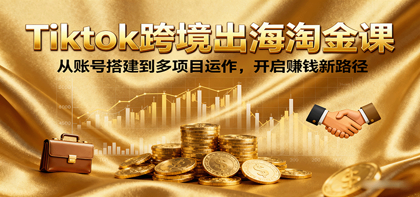 Tiktok跨境出海淘金课，从账号搭建到多项目运作，开启赚钱新路径-湘创网