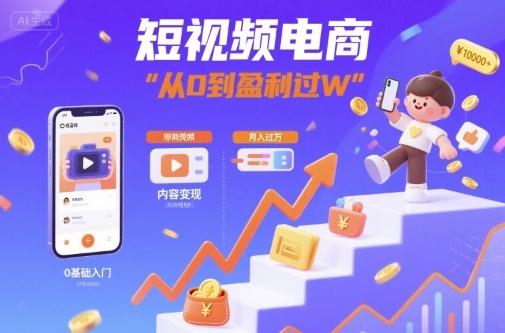 短视频电商：短视频变现从0到盈利过W-湘创网