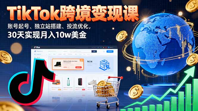 （16034期）TikTok跨境变现课：账号起号、独立站搭建、投流优化，30天实现月入10w美金-湘创网