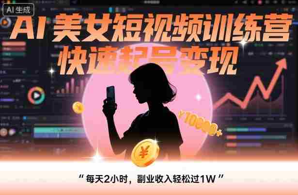 AI美女短视频训练营，快速起号变现，每天2小时，副业收入轻松过1W-湘创网
