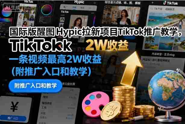 国际版醒图Hypic拉新项目TikTok推广教学，一条视频最高2W收益（附推广入口和教学）-湘创网