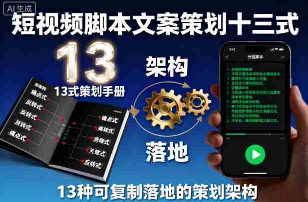 短视频脚本文案策划十三式，13种可复制落地的策划架构-湘创网