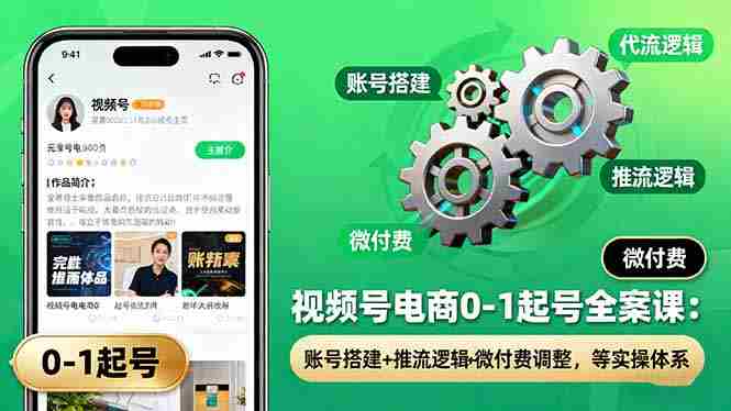 （16262期）视频号电商0-1起号全案课：账号搭建+推流逻辑+微付费调整，等实操体系-湘创网