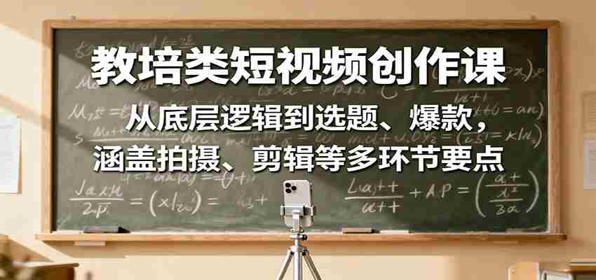 教培类短视频创作课：从底层逻辑到选题、爆款，涵盖拍摄、剪辑等多环节要点-湘创网