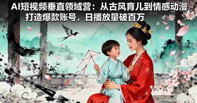 （16195期）AI短视频垂直领域营：从古风育儿到情感动漫，打造爆款账号,日播放量破百万-湘创网