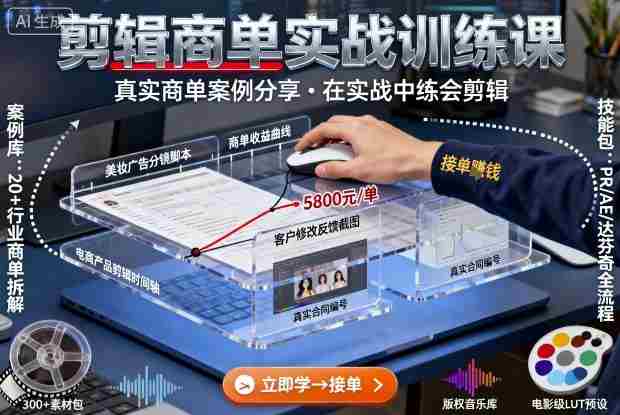 剪辑商单实战训练课，真实商单案例分享，在实战中练会剪辑-湘创网
