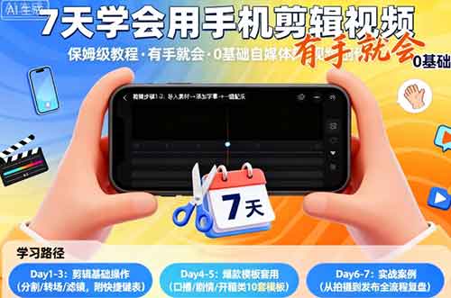 7天学会用手机剪辑视，保姆级教程，有手就会，0基础自媒体短视频创作教程-湘创网