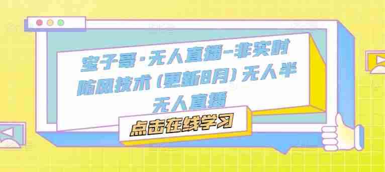 宝子哥·无人直播-非实时防风技术(更新25年9月)无人半无人直播-湘创网