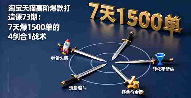 （16200期）淘宝天猫高阶爆款打造课73期：7天爆1500单的4剑合1战术-湘创网