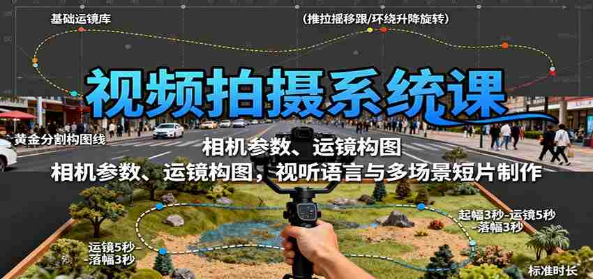 视频拍摄系统课：相机参数、运镜构图，视听语言与多场景短片制作-湘创网