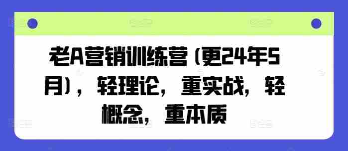 老A营销训练营(更25年10月)，轻理论，重实战，轻概念，重本质-湘创网