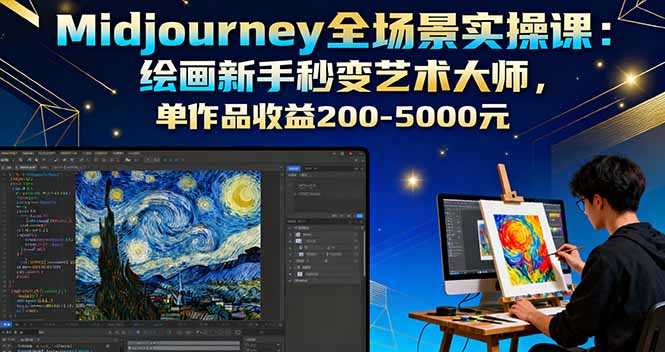 （16125期）Midjourney全场景实操课：绘画新手秒变艺术大师，单作品收益200-5000元-湘创网