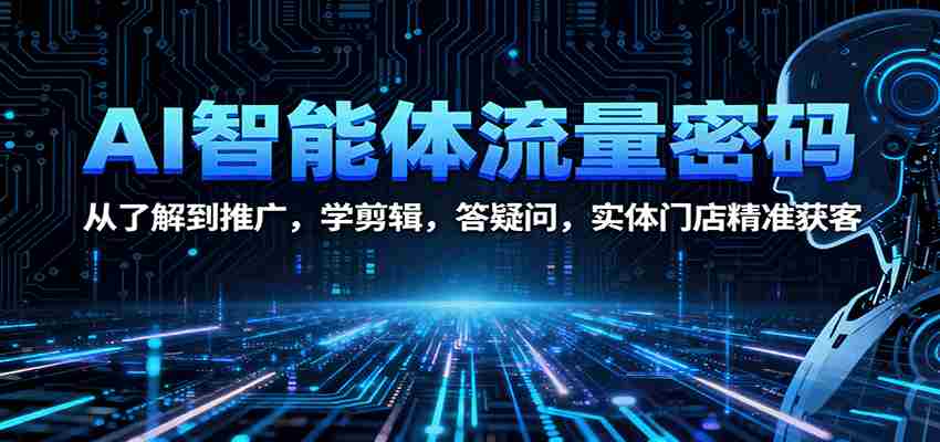AI智能体流量密码：从了解到推广，学剪辑，答疑问，实体门店精准获客-湘创网