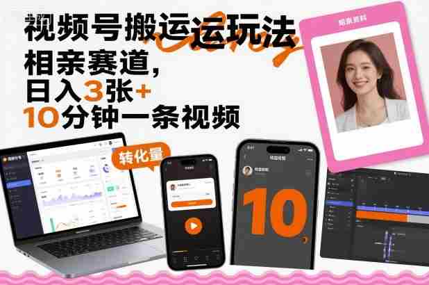 视频号搬运玩法，相亲赛道，日入3张+，10分钟一条视频-湘创网