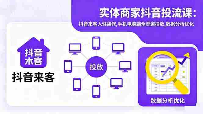 （16313期）实体商家抖音投流课:抖音来客入驻装修,手机电脑端全渠道投放,数据分析优化-湘创网