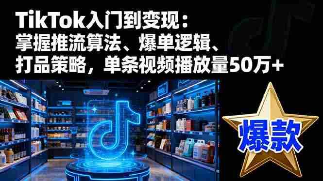 （16367期）TikTok入门到变现：掌握推流算法、爆单逻辑、打品策略，单条视频播放量50w-湘创网