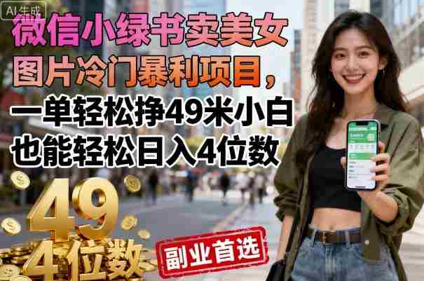 微信小绿书卖美女图片冷门暴利项目，一单轻松挣49米小白也能轻松日入4位数-湘创网