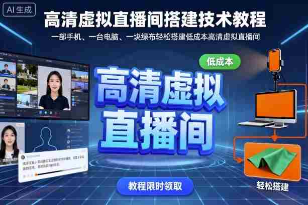 高清虚拟直播间搭建技术教程，一部手机、一台电脑、一块绿布轻松搭建低成本高清虚拟直播间-湘创网