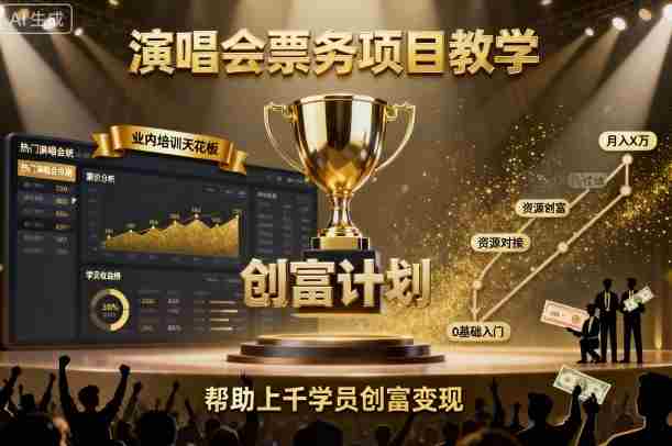 演唱会票务项目教学，业内培训天花板，帮助上千学员创富变现-湘创网