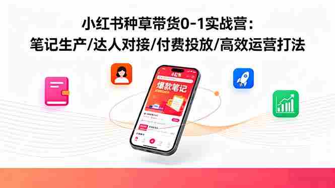 （16310期）小红书种草带货0-1实战营：笔记生产/达人对接/付费投放/高效运营打法-湘创网