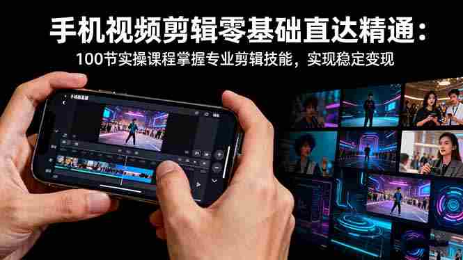 （16466期）手机视频剪辑零基础直达精通：100节实操课程掌握专业剪辑技能，实现稳…-湘创网