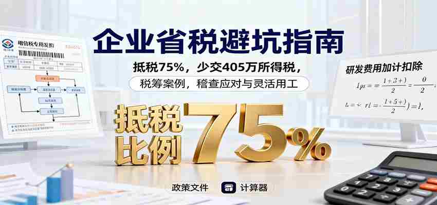 企业省税避坑指南：抵税75%，少交405万所得税，税筹案例，稽查应对与灵活用工-湘创网