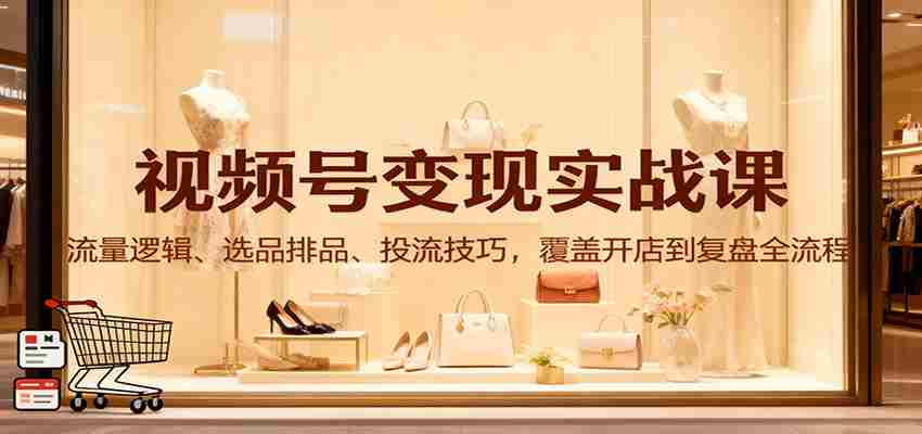 视频号变现实战课：流量逻辑、选品排品、投流技巧，覆盖开店到复盘全流程-湘创网