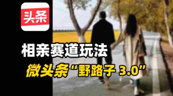 微头条“野路子3.0”相亲赛道玩法,搬砖式操作单号稳定3张