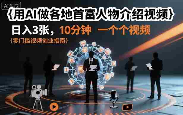 用AI做各地首富人物介绍视频，日入3张，10分钟一个视频-湘创网