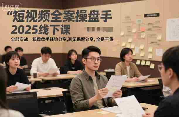 短视频全案操盘手2025线下课,全部实战一线操盘手经验分享,毫无保留分享,全是干货